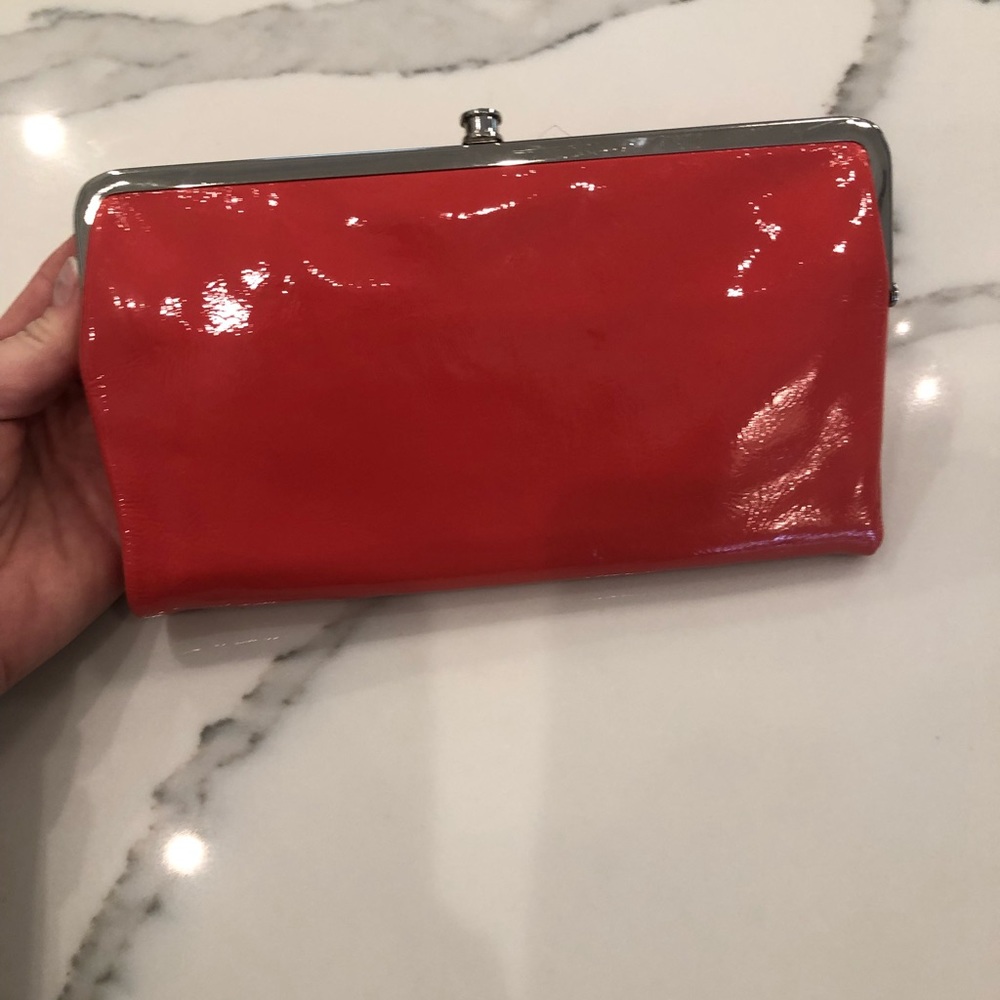 Hobo coral patent leather wallet clutch NWT